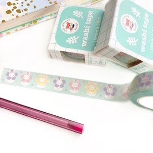 Hasen Washi Tape. Hase im Sakura Flower Kostüm. Hasen-Tagebuch Washi. Scrapbooking Zubehör. Hase Liebhaber Geschenk. Blumiges Washi. Oster Geschenk