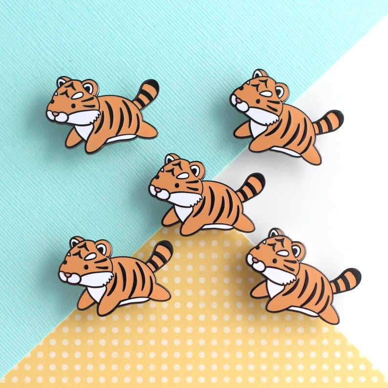 Tiger Enamel Pin. Jumping Wild Cat Pin. Big Cat Lover Gift. Adorable ...