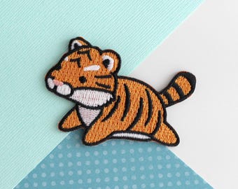 Tiger Embroidered Patch. Tiger Iron On Patch. Animal Lover Gift. Cute Wild Cat Patch for Jeans and Jackets. Fun Tiger Clothing Accessory