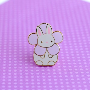 Violet Bunny Pin. Rabbit Enamel Pin. Flower Bunny Gift. Cute Lapel Pin. Rabbit Accessory. Cute Bunny Jewelry. Easter Bunny