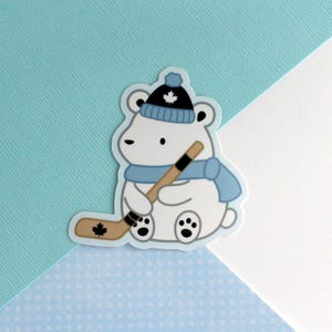 Vinyl Sticker, Eisbär spielt Hockey. Toronto Sport Geschenk. Süßer Sport Maskottchen Aufkleber. Niedlicher Eisbär Sticker. Kanada Hockey Geschenk