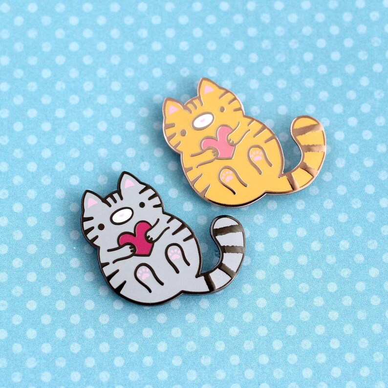Triangular Cat Pin Cat Enamel Pin. Hard Enamel Pin. Cat Jewelry. Kawaii Pin Cute. Orange ...