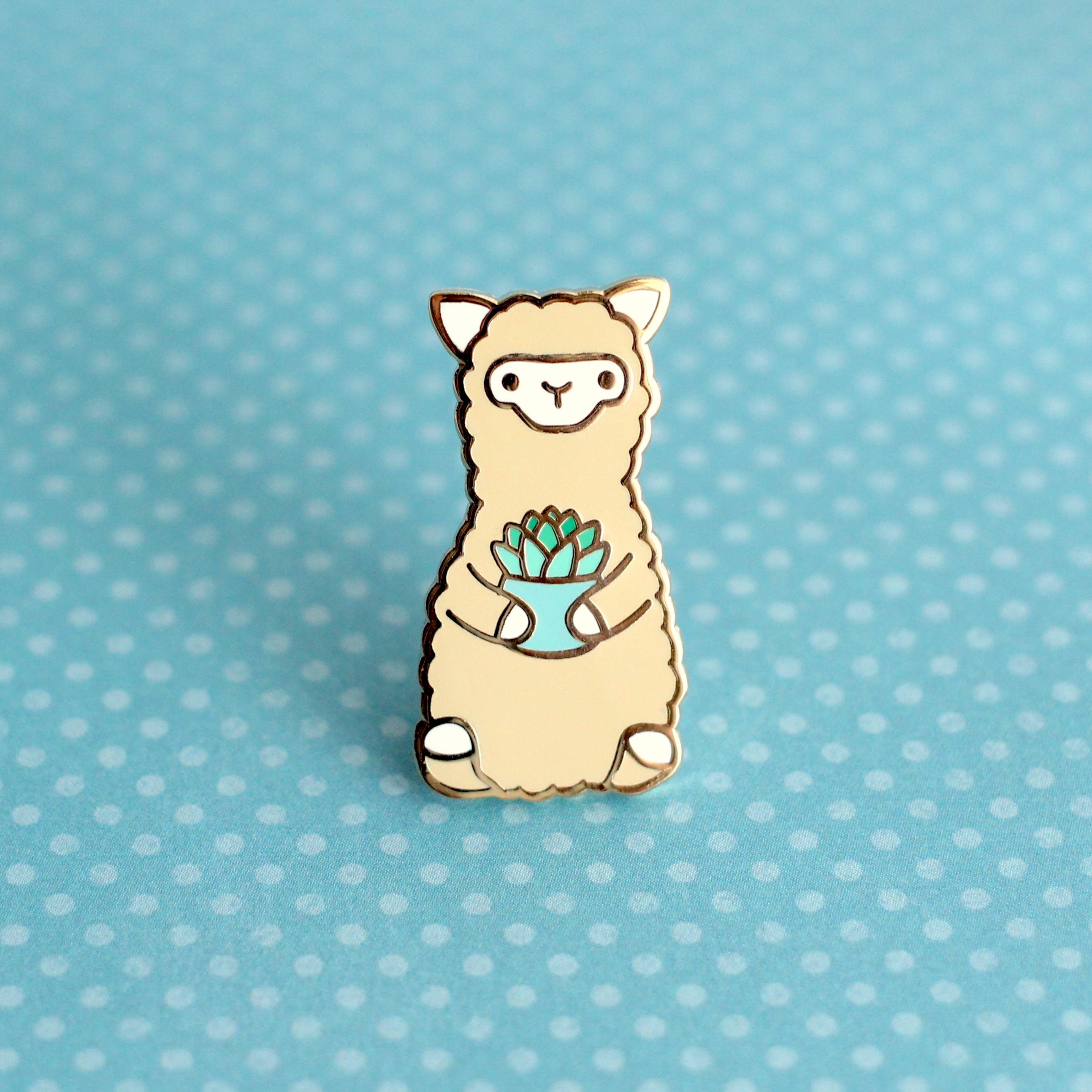 Alpaca Enamel Pin Set. Cactus and Succulent Alpaca Pins. Cute Llama ...