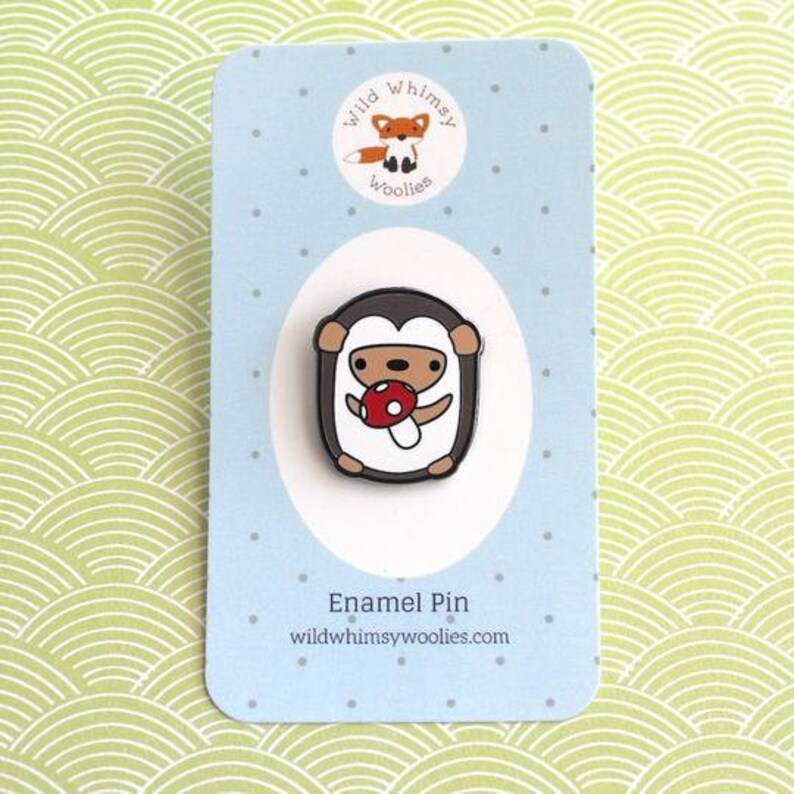 Mushroom Gift Hedgehog Jewelry Charity Pin Hedgehog Accessory Cute Lapel Pin Hedgehog Enamel Pin Kawaii Enamel Pin Badge For Jacket