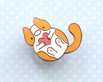 Orange and White Cat Enamel Pin. Cat Lover Gift. Kitten Enamel Pin. Cat Jewelry. Kawaii Cat Brooch. Bicolor Cat Pin. Calico Cat Pin