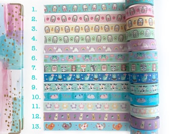 Washi Tape Set: Choose 5 Colourful Animal Washi Tapes. Cute Stationery Set. Journaling, Scrapbooking Supplies