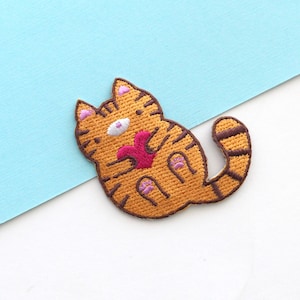 Orange Cat Patch. Tabby Cat Gift. Cute Embroidered Patch. Iron On Patch. School Bag Patch. Sew On Patch. Kawaii Applique Patch. For Backpack