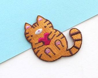 Orange Cat Patch. Tabby Cat Gift. Cute Embroidered Patch. Iron On Patch. School Bag Patch. Sew On Patch. Kawaii Applique Patch. For Backpack