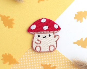 Mushroom Patch Hand Painted Denim Patches Amanita Cottagecore Patch CUSTOM  