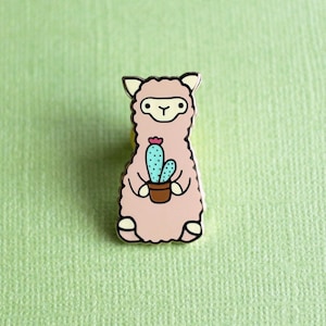 Cactus Alpaca Enamel Pin. Alpaca Gift. Cactus Pin. LLama Gift. Kawaii Enamel Pin Badge. Cute Collar Pin. Animal Gift. Cute Backpack Pin