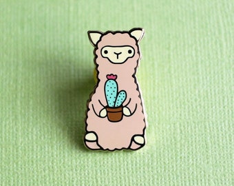 Cactus Alpaca Enamel Pin. Alpaca Gift. Cactus Pin. LLama Gift. Kawaii Enamel Pin Badge. Cute Collar Pin. Animal Gift. Cute Backpack Pin
