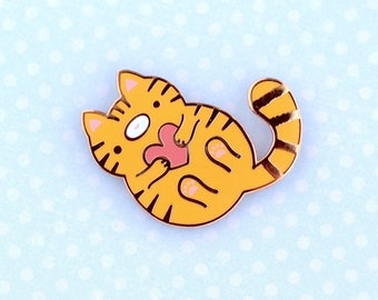 Cat Enamel Pin. Hard Enamel Pin. Cat Jewelry. Kawaii Pin Cute. Orange Cat Lover Gift. Kitty Jewelry Cute. Tabby Cat Pin. Enamel Pin Badge