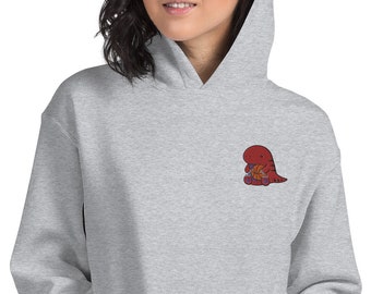 Hoodie with Cute Embroidered Raptor. Colourful Basketball Apparel. Raptor Fan Gift. Toronto Basketball Hoodie