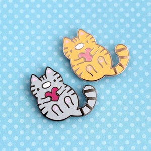 Tabby Cat Pin Set. Cat Enamel Pins: Orange Cat Pin and Grey Tabby Cat. Cat Lover Gift. Ginger Cat Pin. Cute Cat Jewelry. Cat Mom Gift