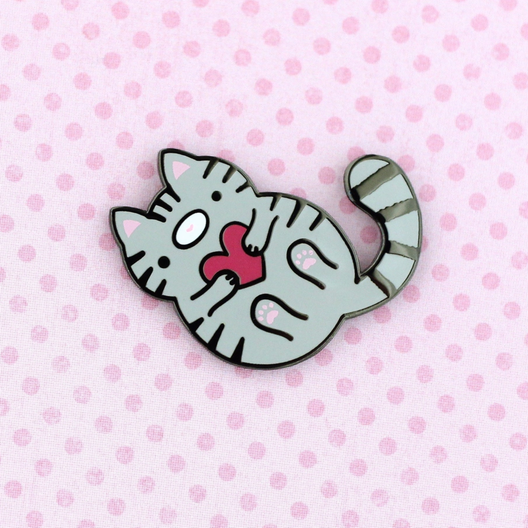 Grey Cat Enamel Pin. Hard Enamel Pin. Cute Cat Gift. Cute Enamel Pin. Cat Pin Badge. Cute Lapel Pin. Grey Tabby Cat Pin. Kitty Enamel Pin