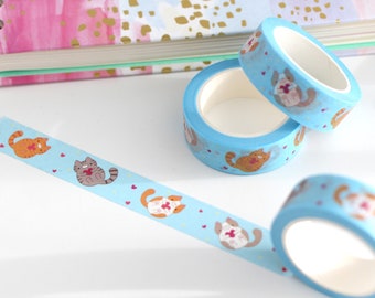 Cat Washi Tape. Cat Lover Gift. Wrapping Tape. Tabby Cat Tape. Journaling. Illustrated Tape. Paper Craft. Planner Supplies. Scrap Booking