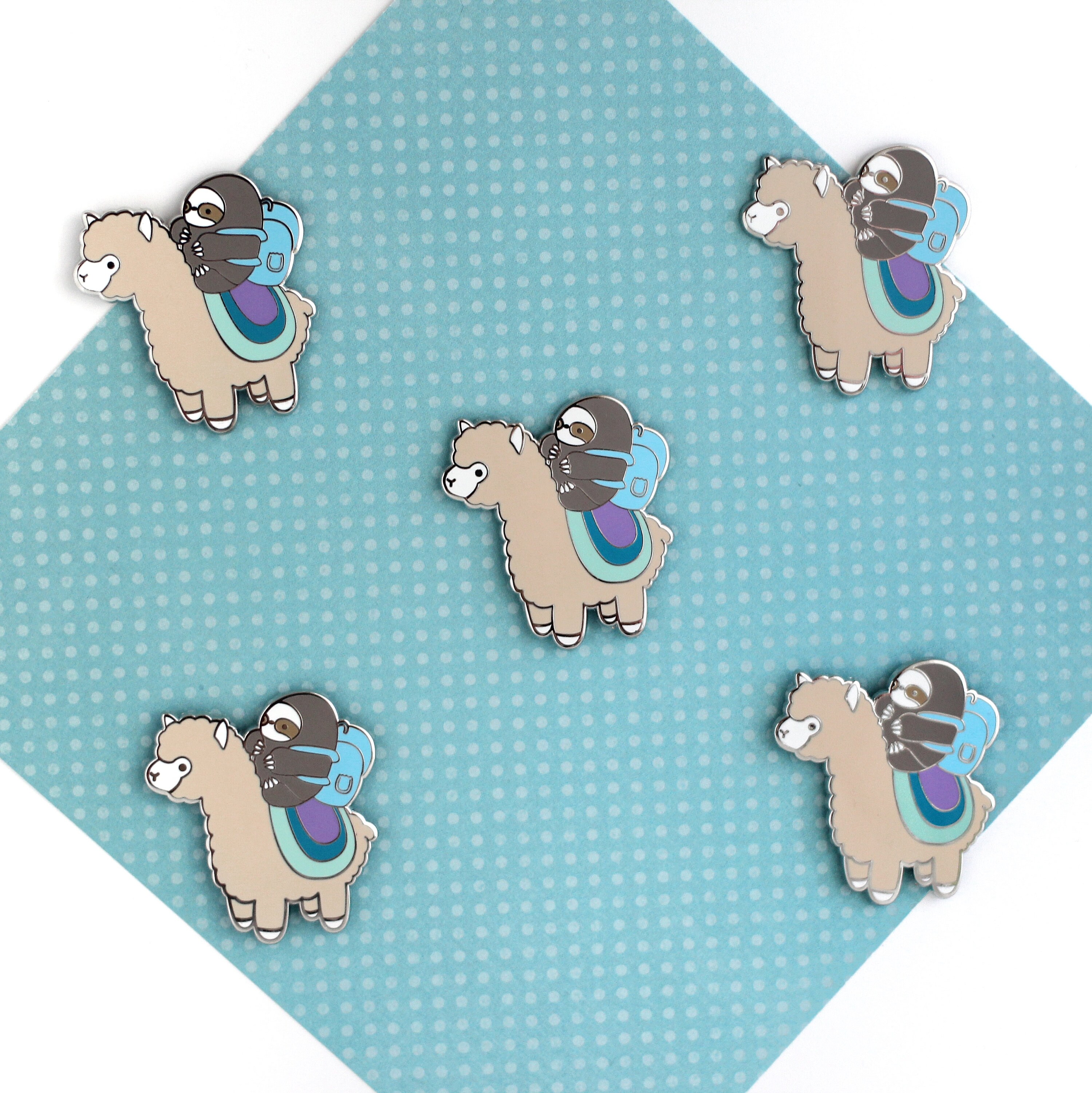 Sloth and Llama Enamel Pin silver. Cute Llama Gift. Alpaca - Etsy Canada