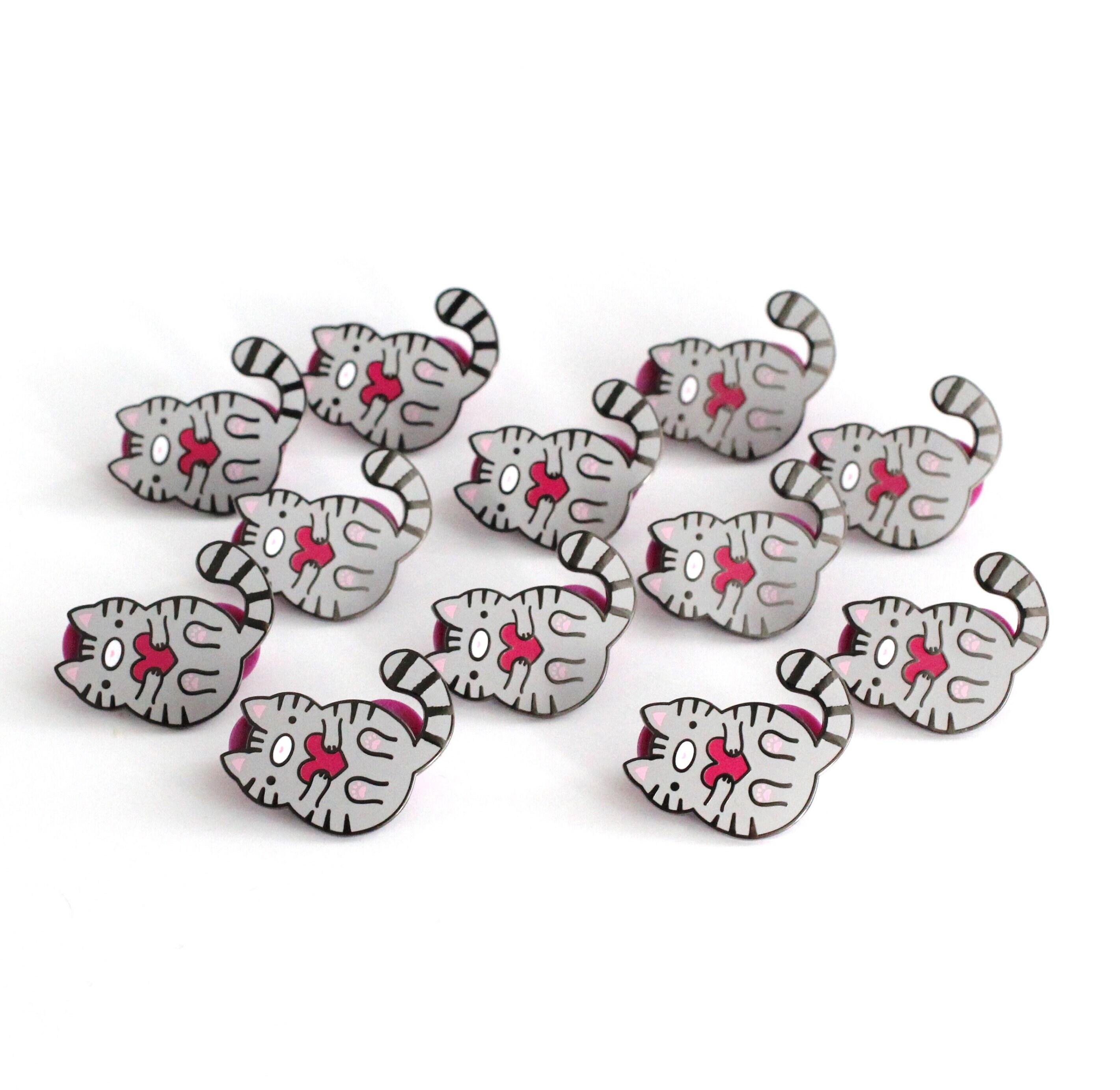 Triangular Cat Pin Grey Cat Enamel Pin. Hard Enamel Pin. Cute Cat Gift. Cute Enamel Pin ...