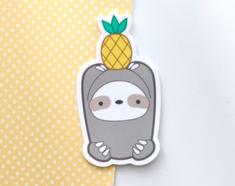 Pineapple Sloth Sticker. Sloth Vinyl Decal. Pineapple Sticker. Cute Sloth Decal. Sloth Gift. Sloth Decor. Laptop Vinyl Sticker Phone Sticker