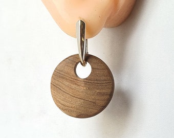 elegant earrings, precious wood and silver, unique model, French craftsmanship