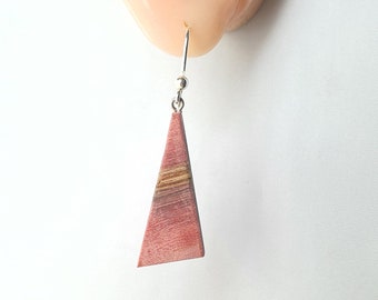 boucle d'oreille en argent massif et bois précieux , 100% fait main , france, artisanat local