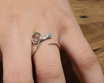 Adjustable sterling silver snake ring