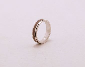bague argent bois, 2 anneaux 2 couleurs , fabrication exclusive by l'atelier de gastyne