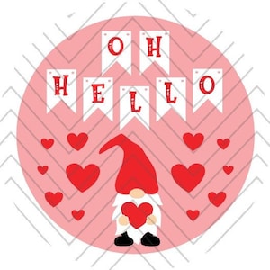 OH HELLO Wimpel Valentinstag Tür Rund SVG Datei