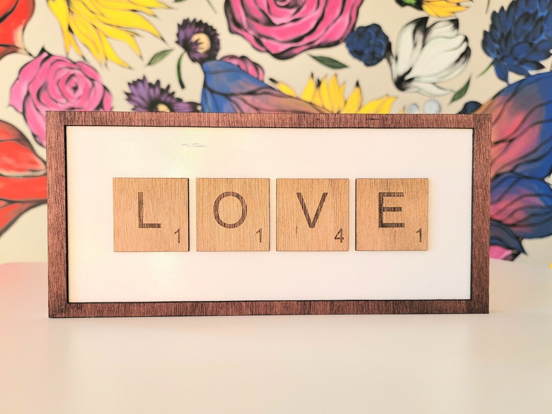 Love Scrabble Shelf Sitter Wood Sign SVG Digital File Etsy