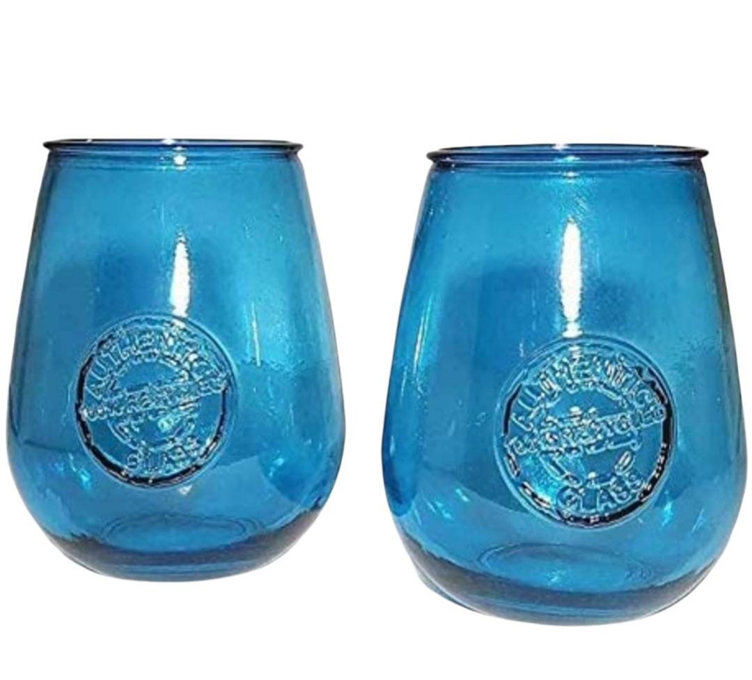 Wine Glasses Set of Two Recycled Glass Drinking Glasses Brand Etsy