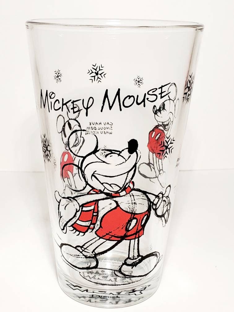 Disney Drinking Glasses Mickey Mouse and Minnie Mouse Glasses Set of