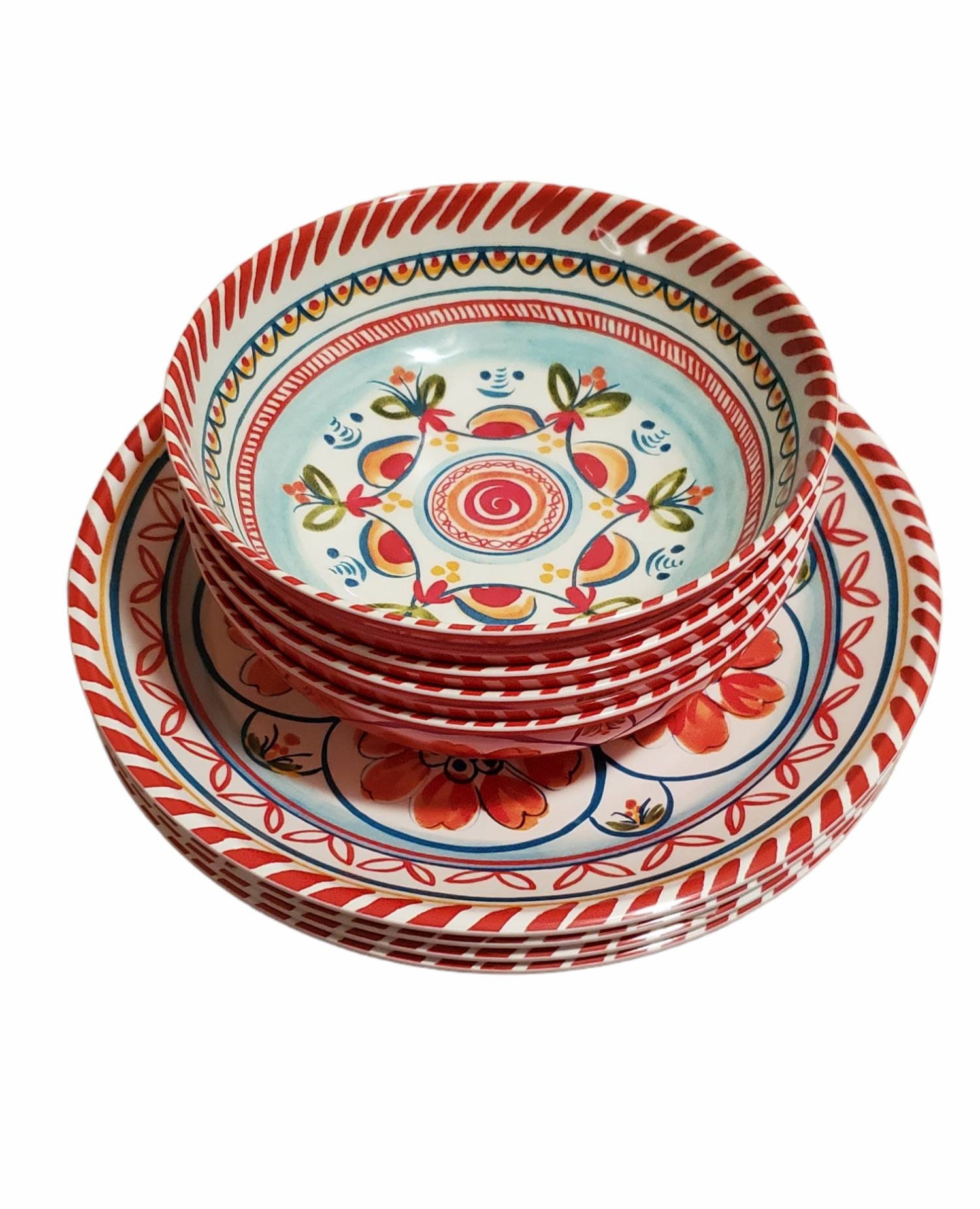8pc Tuscan Floral Dinner Plates and Salad Bowls
