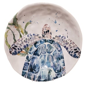 Embossed Sea Turtle Salad Serving Bowl Melamine Brand New