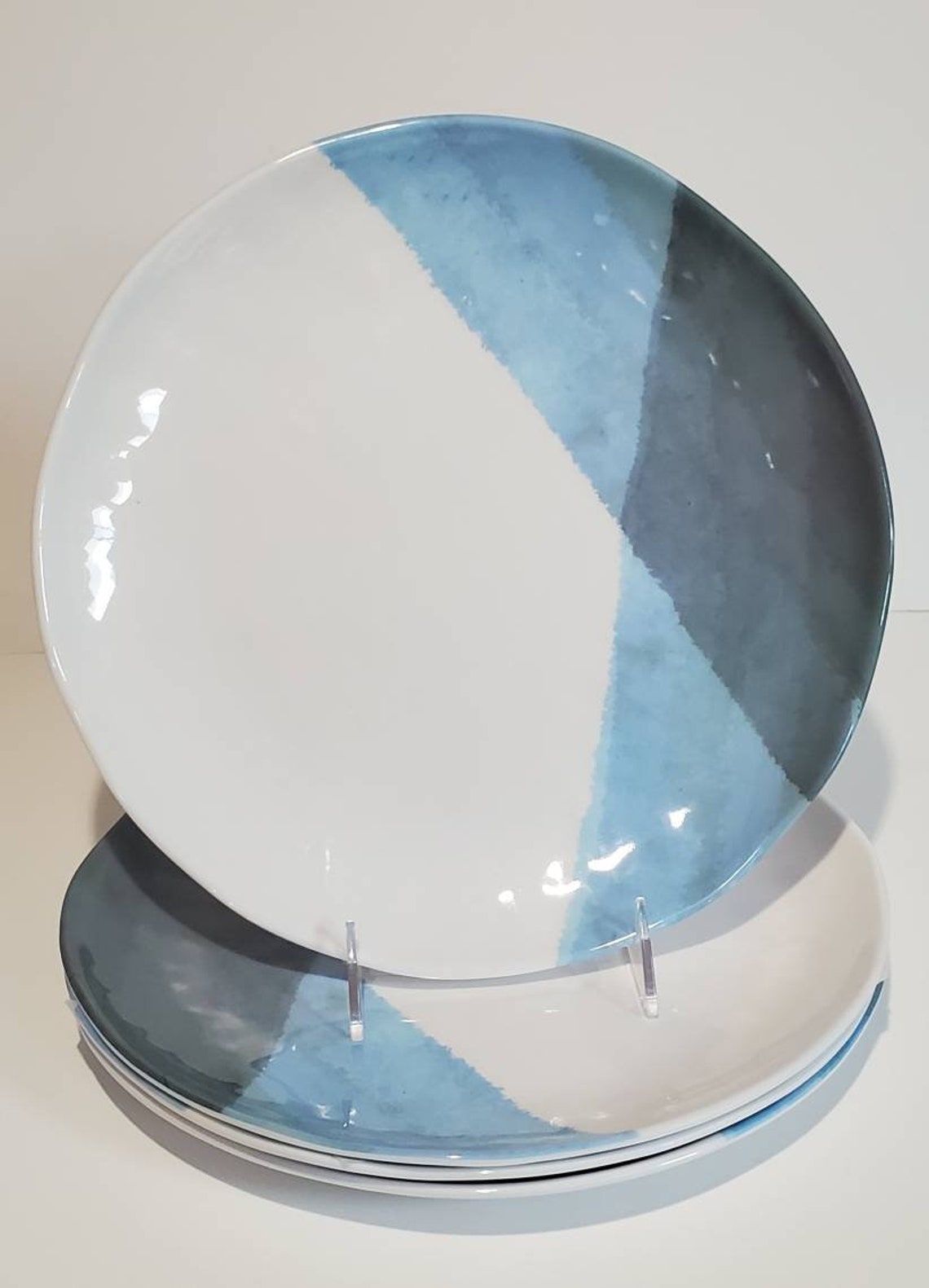 Contemporary Artistic Dinnerware Set Four Dinner Plates and Etsy