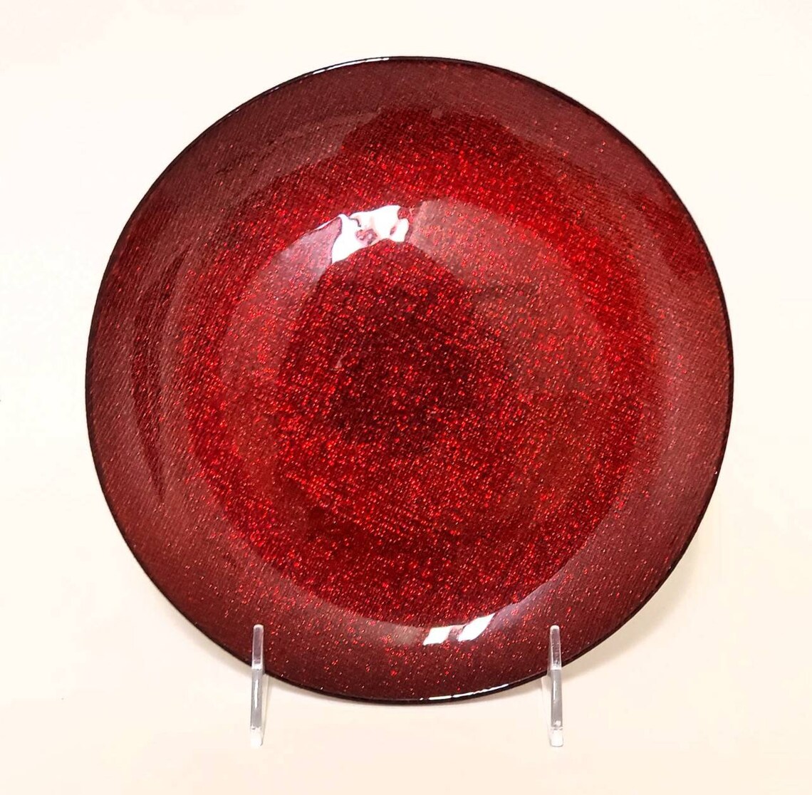 Red Dinner Plates Set of Four Glass Plates Brand New Etsy