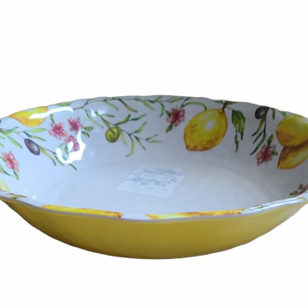 Tuscan Lemon Salad Serving Bowl Melamine Brand New