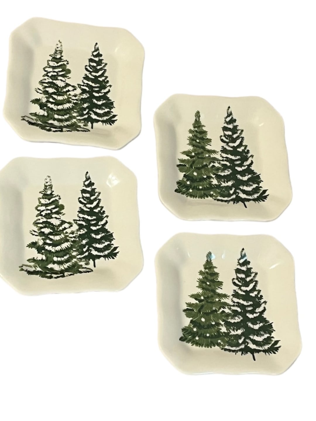 Christmas Tree Appetizer Plates Set of Four Brand New Etsy