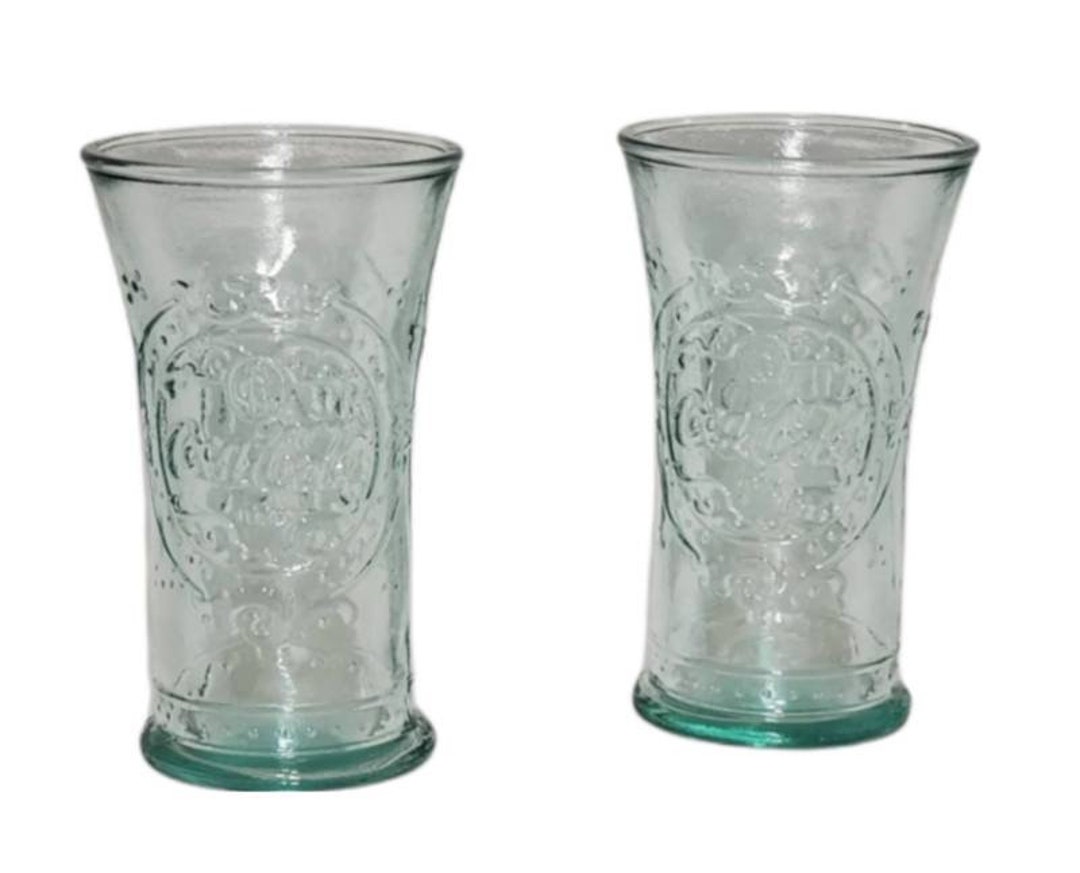 Set of Two Drinking Glasses Recycled Glass 12oz Cups Tumblers Etsy