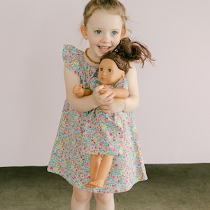 Girl and Doll Matching Cotton Dresses: Doll and Me Outfits, Girl Birthday Gift, 18" American Girl Clothes, Toddler Easter Present
