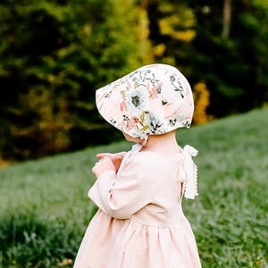 baby sun hat, floral baby bonnet girl, summer hat, baby girl sun bonnet,  reversible bonnet, sunbonnet, pink coral bonnet, spring bonnet