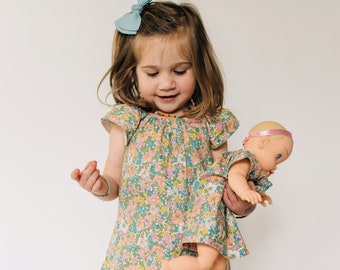 girl and doll matching outfit, doll and me dresses, birthday gift, tea party outfit, dolly and me, 18" doll American Girl Bitty Baby