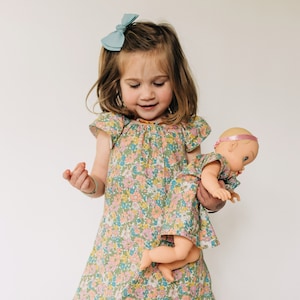 girl and doll matching outfit, doll and me dresses, birthday gift, tea party outfit, dolly and me, 18 doll American Girl Bitty Baby image 1