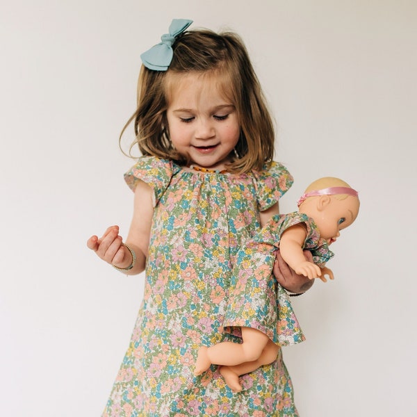 girl and doll matching outfit, doll and me dresses, birthday gift, tea party outfit, dolly and me, 18" doll American Girl Bitty Baby