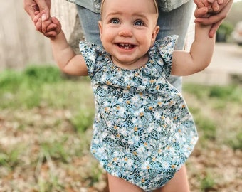 Rifle Paper Co baby romper, Bramble, daisy bubble romper, baby girl sunsuit, first birthday outfit, toddler floral wildflower romper