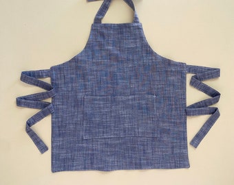 blue toddler apron, Ready To Ship, gender neutral apron, painting craft apron, birthday Christmas gift, boys apron