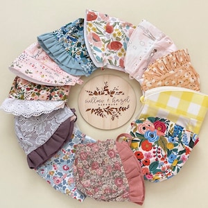 3-6 month baby bonnet, OOAK ready to ship, floral baby hat, ruffled brimmed toddler sun hat, cotton and linen bonnet, beach hat, rifle paper
