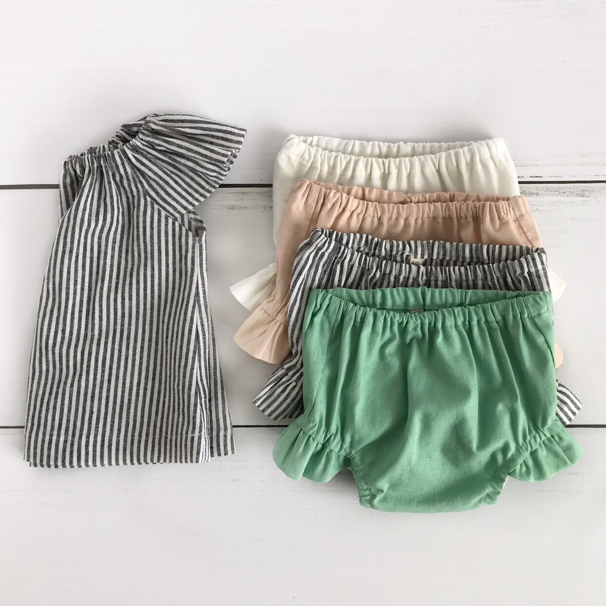 Striped flutter top / baby girl linen clothes / girls linen | Etsy