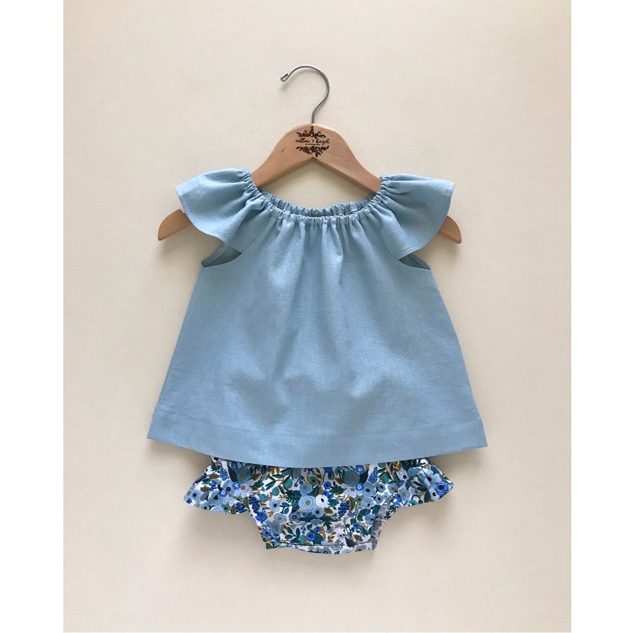 Blue Floral Ruffle Baby Bloomers / Rifle Paper Co Company / - Etsy