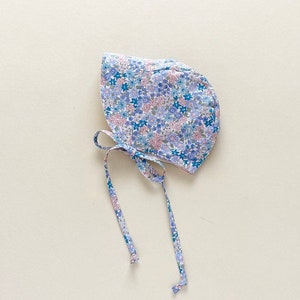 baby bonnet girl summer, baby sun hat, reversible bonnet, ditsy floral baby hat, wildflower toddler sun bonnet, infant bonnet, baby gift