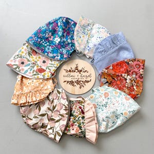 Floral Baby Bonnet: One-of-a-Kind Cotton and Linen Sun Hat